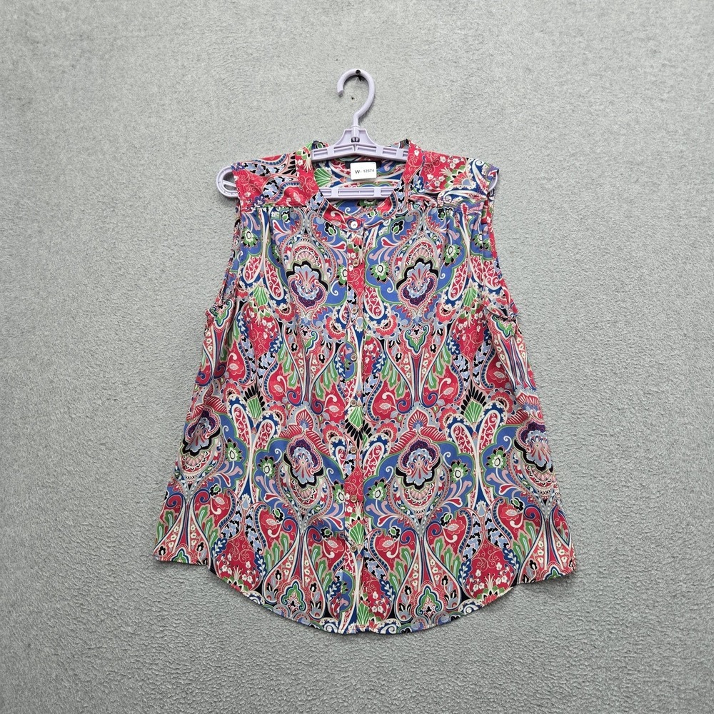 Tommy Hilfiger Women Blouse XL Multicolor Paisley Bohemian Artsy Office Tunic